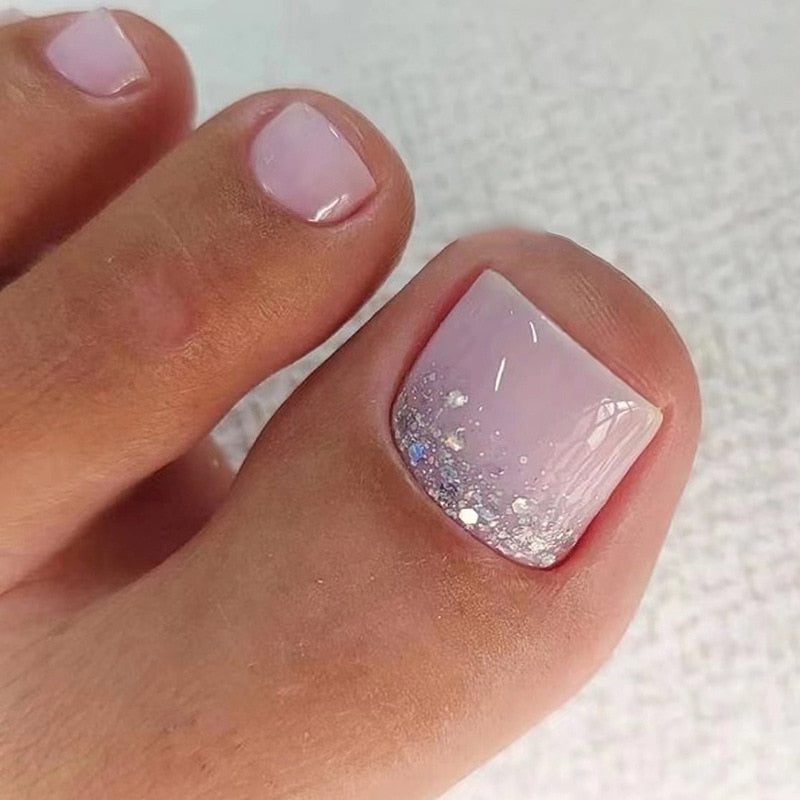 Press On Toenails 2024 Summer False Toenails For girls Cute Nail for Foot Artificial Nail tips Full Cover Nails feet False Nails